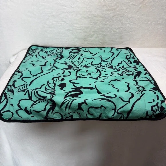Pier 1 Imports 6 Large Turquoise Black Abstract‎ Floral Dinner Napkins Beachy