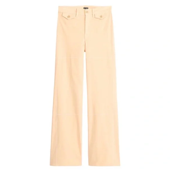 New J. Crew Wide-leg trouser in‎ washed velvet Peche Claire Pastel Peach Size 31