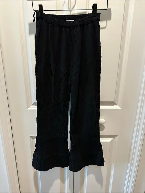 Oh My Gauze! Black Textured Wide Leg Pants 100% cotton