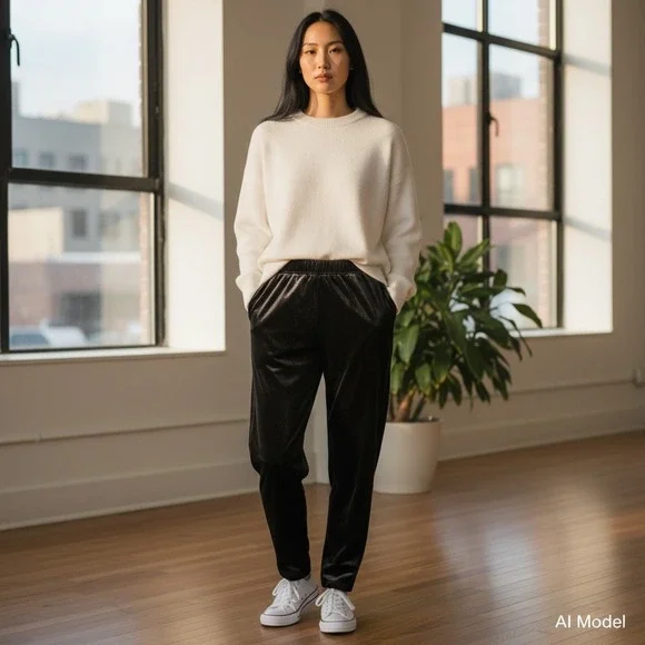 J.Crew‎ Velvet Pull-On Pants Womens 4 Black Tapered Holiday H2684