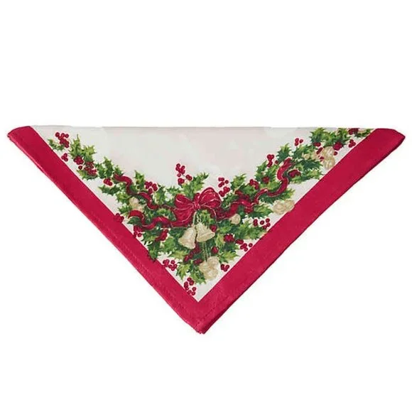 4 new Winter Wonderland 19-inch square Christmas Garland & Bells Table Napkins