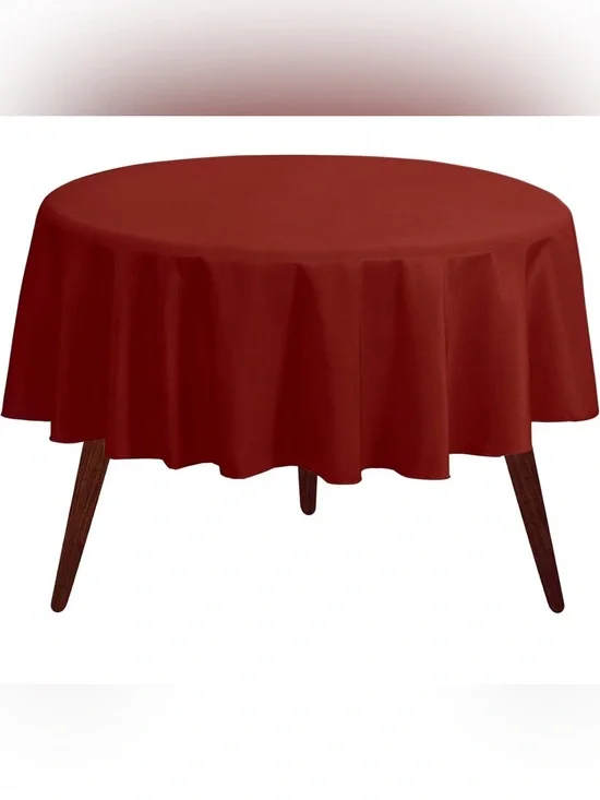 70” Round Burnt Orange Tablecloth - Classic Solid Dining Table Cover