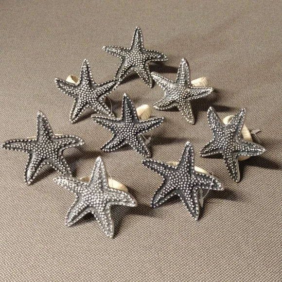 8 Metal starfish napkin holders