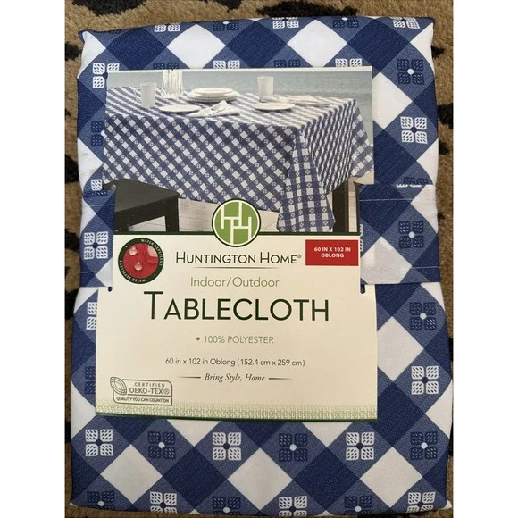 Huntington Home Plaid Polyester Tablecloth 102x60‎ Inches New. 4327