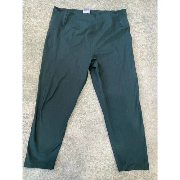 Girlfriend Collective Leggings Womens 4XL Green Capri High Rise Solid Active