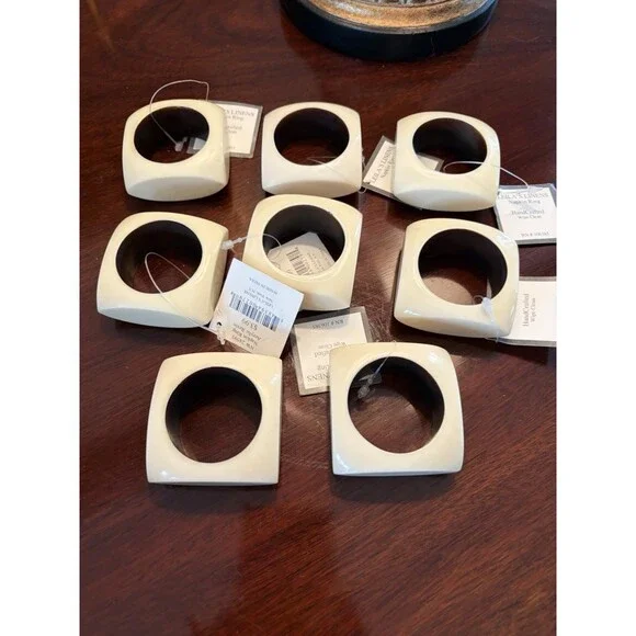 Leilas Linens Cream Colored Napkin Rings Set of 8 Rings with Tags