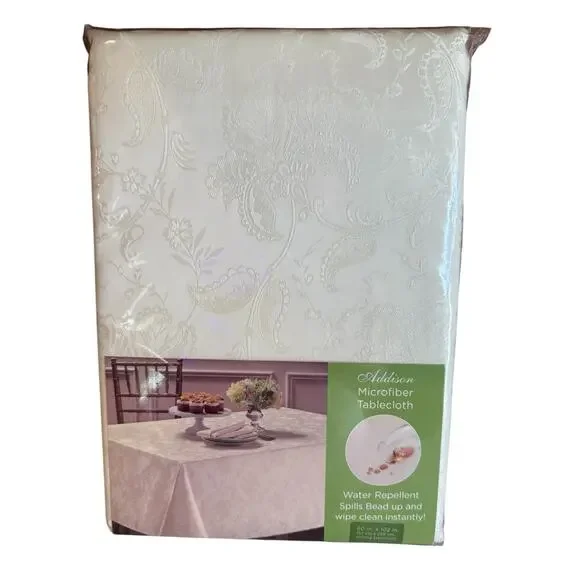 Addison Classic Jacquard Tablecloth Oblong Cream 60