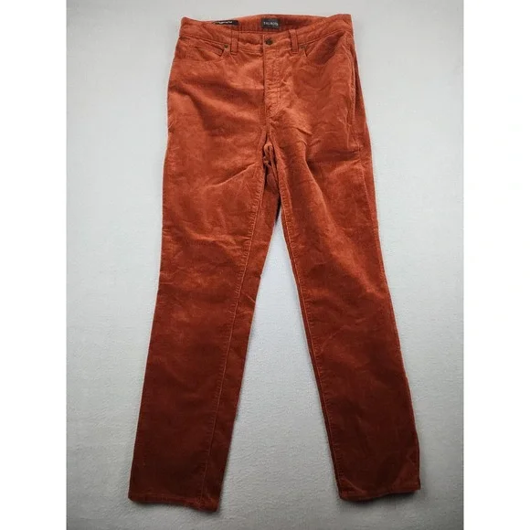 Talbots Corduroy Straight Leg Pants Womens 6 Orange Curvy Stretch 5 Pocket