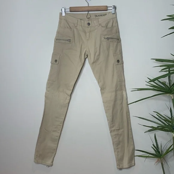 Blank NYC | Khaki Tan Skinny Cargo Zipper 6 Pocket Jeans Pants 26