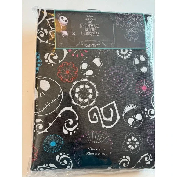 Disney The Nightmare Before Christmas Peva Flannelback Tablecloth Jack 60