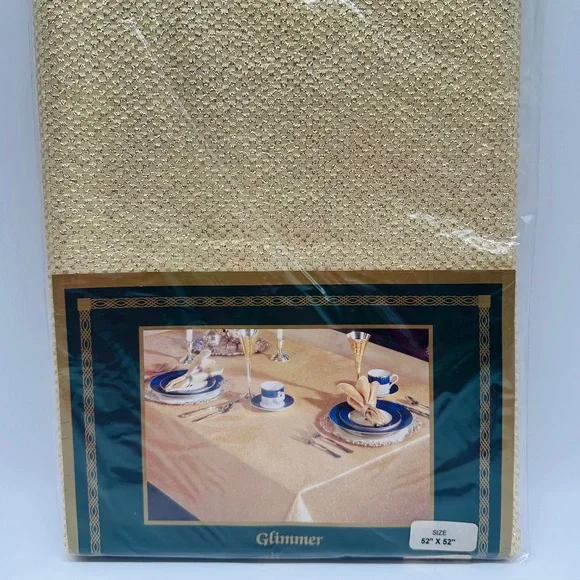 Bardwil Linens Gold Glimmer Textured Square Tablecloth 52