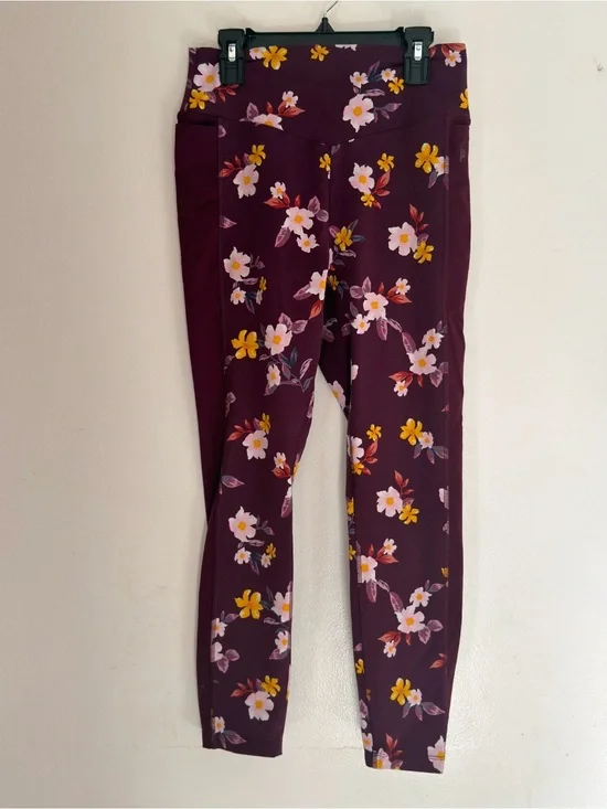 PINK Victoria's Secret Active Plum Floral  Leggings