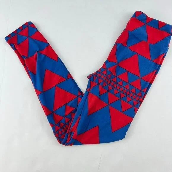 LuLaRoe  Leggings‎ One Size NEW Red Blue Geometric