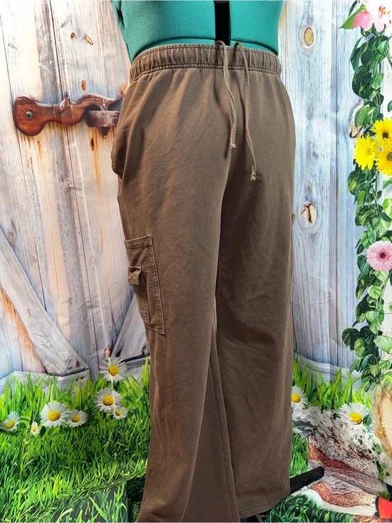 833-Vanilla Star Women’s Brown Cargo Drawstring Pants