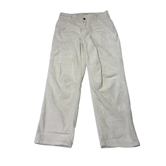 Pilcro Corduroy Pants Womens 28X27 Off‎ White Straight Leg Cotton Modal Trousers