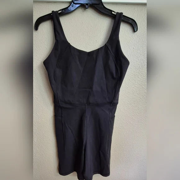 NEW Calia Women's Small Black Inspire Sleeveless Bodysuit with Shorts - Pockets