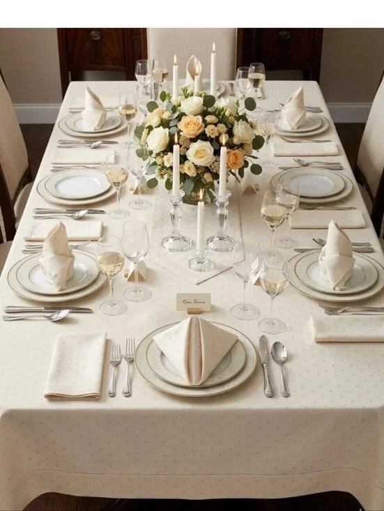 Kate Spade Larabee Dot Tablecloth & 8 Napkins 60