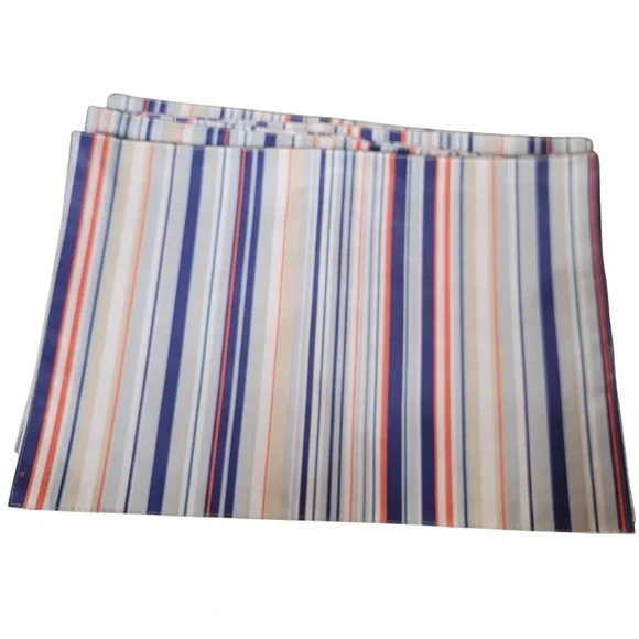 Set‎ of 8 Striped Placemats Navy Blue Orange White Tan Coastal Nautical Decor