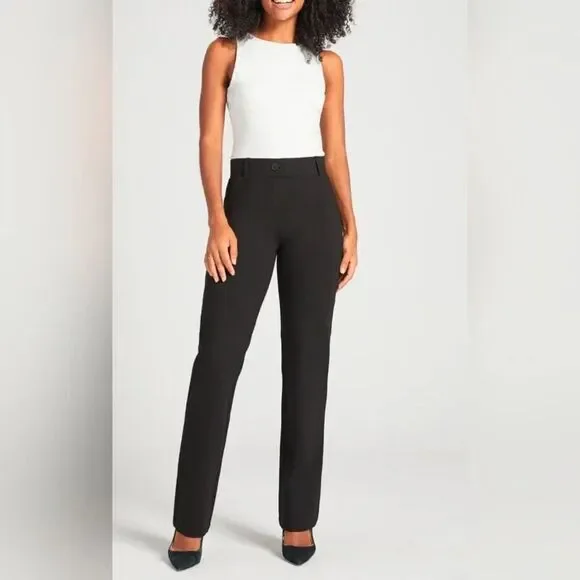 Betabrand Dress Yoga Pants Womens M Black Straight Leg Pull On Stretch NEW