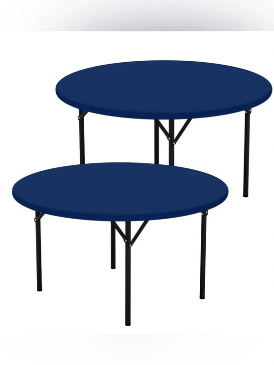 Set of Reusable Polyester Spandex Tablecloths Indoor/Outdoor 36-44” Round - BLUE