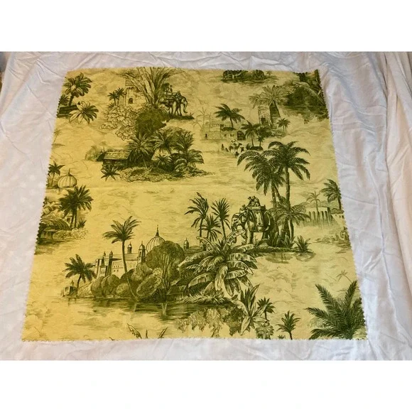 Vintage yellow greens African print style Fabric 25