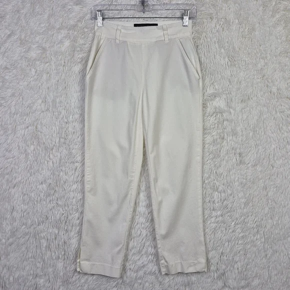 Boston Proper Sz 2 White Pull On Crop Pants Classic Preppy Resort‎ Old Money