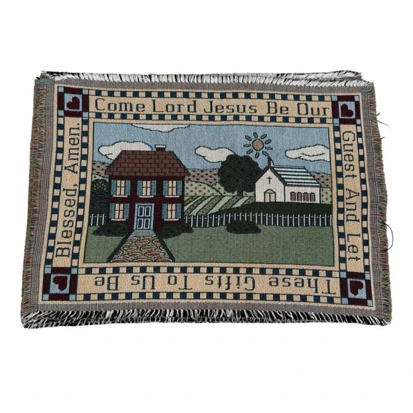 Tapestry Placemat Home 18x13 Multicolor Religious Folk Art Cottagecore Set of 4