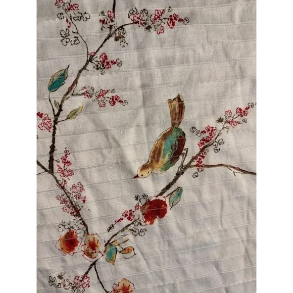 Lenox American by Design Bird and Floral Cherry Blossom Square Tablecloth White