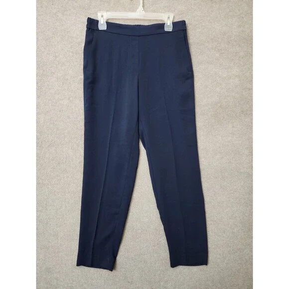 J Crew Jamie Pants Womens 10 Tall Navy Blue Elastic Waist Pull On Draping NEW