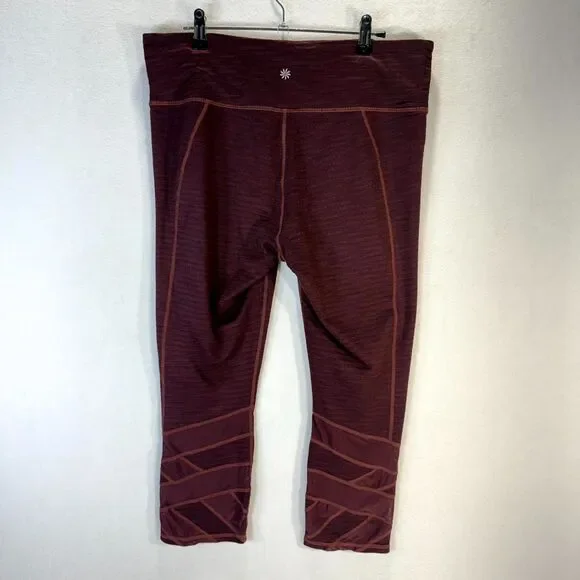 Athleta Maroon‎ Workout Capri Pants Womens Size L