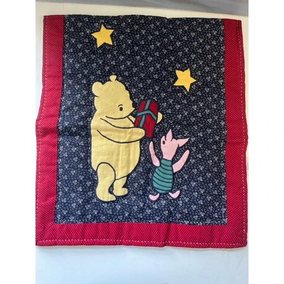 Disney Classic Pooh Piglet Quilted Table Runner Navy Red C&F Enterprises 35x15
