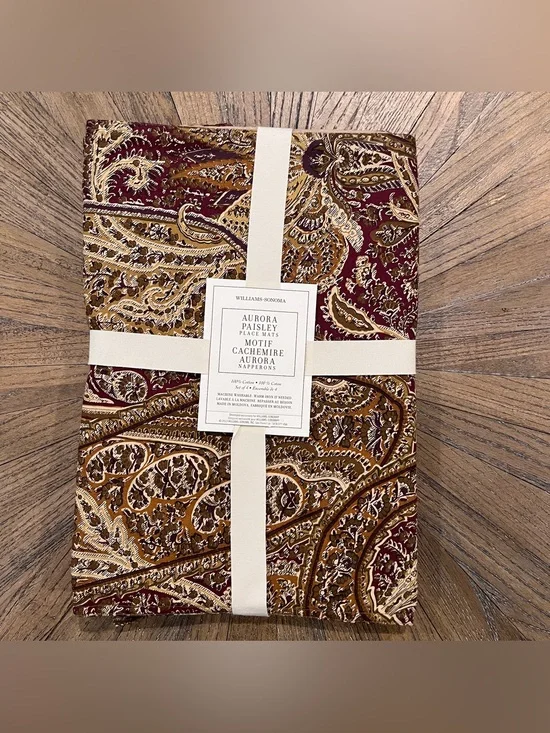 NWT Williams Sonoma Aurora Paisley Set Of 4 Placemats Rectangular 100% Cotton