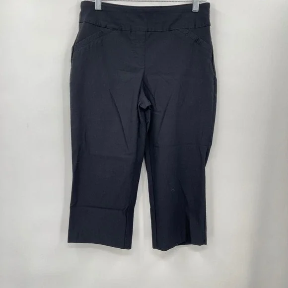 BRIGG Womens Black High‎ Rise Cropped Capri Pants Size 8