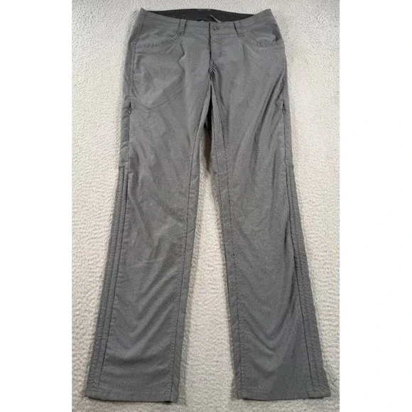 Kuhl Trekr Pants Womens 8 Gray Logo Nylon Mid Rise Straight Leg Hiking Camping