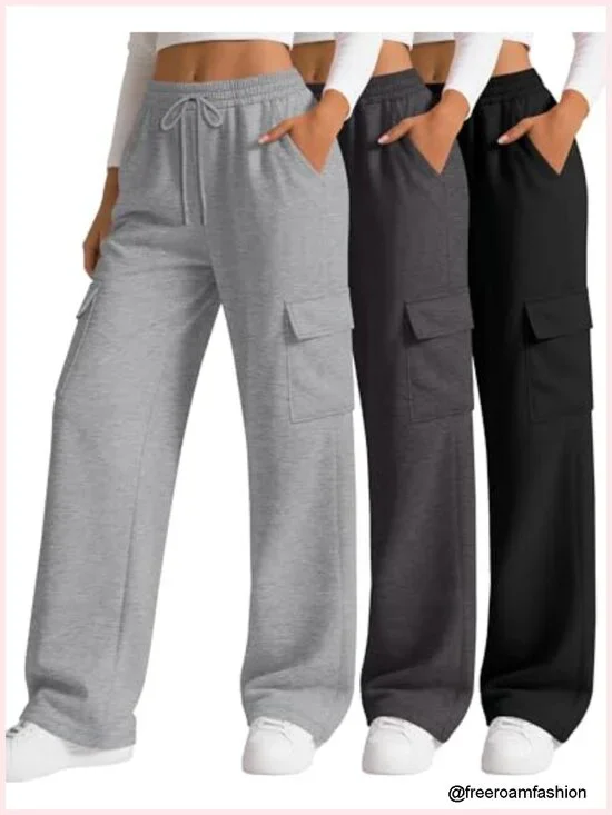 Women's Wide Leg Cargo Sweatpants with Pockets