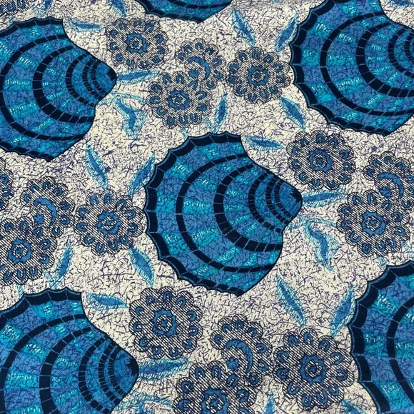 Indonesian Batik Tablecloth Fabric Java Print Seashell Blue White Home Decor
