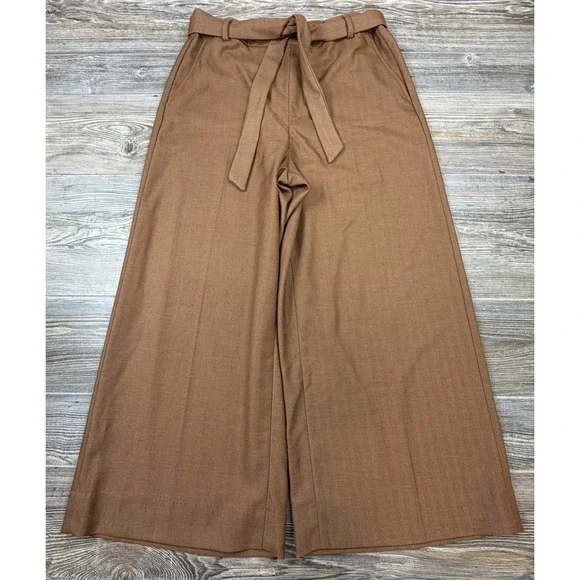 Banana Republic Rowan Brown Wide Leg Crop Pants Size 12 Officecore Careerwear