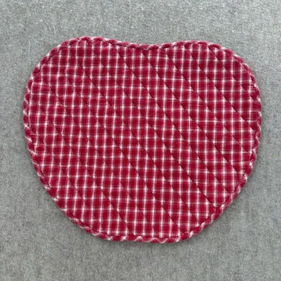 VTG Set of 6 Apple / Heart Placemats Red White Gingham Quilted Farmhouse Decor
