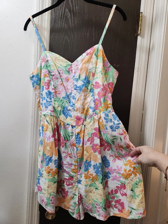 Old Navy Floral Romper in White, Pink, Blue, Yellow & Green