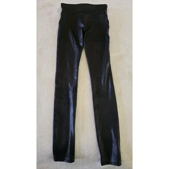 Spanx Womens‎ Faux Leather Leggings Size Small Black High Rise