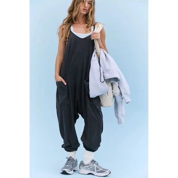 Free People x FP Movement Hot Shot Onesie in Washed Black | Size Large