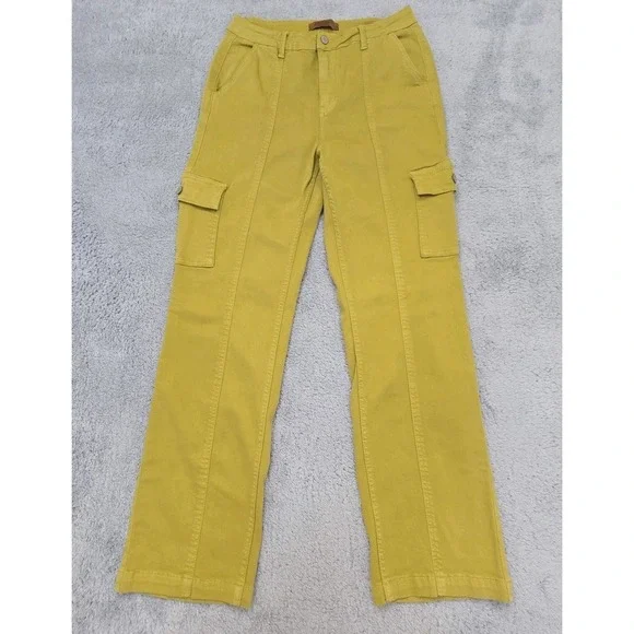 Judy Blue Garment Dyed High Waist Cargo Pants Matcha Green Straight Leg 9/29