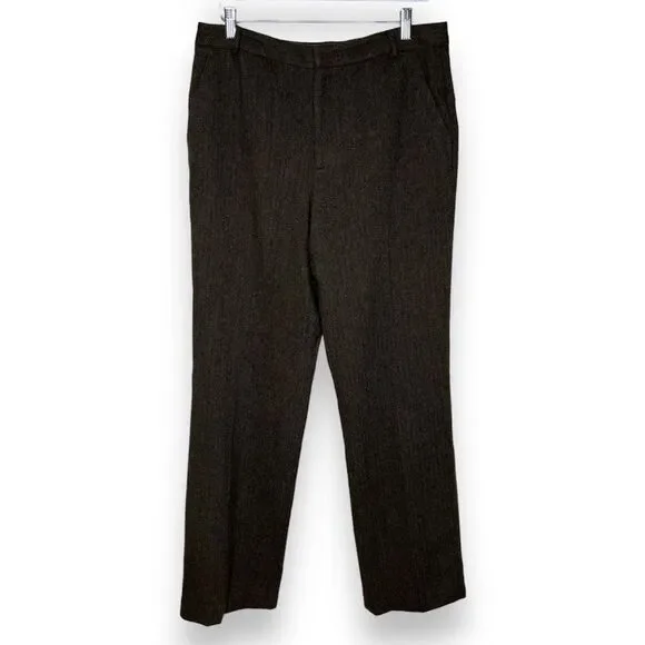 Chaps Wool Herringbone Straight Leg Poly Lined Brown Tan Pant Womens Size 12