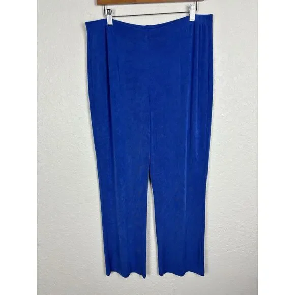 Chico's Travelers Womens Pull On Pants Sz 3 Sz‎ XL Blue Comfort Stretch Travel