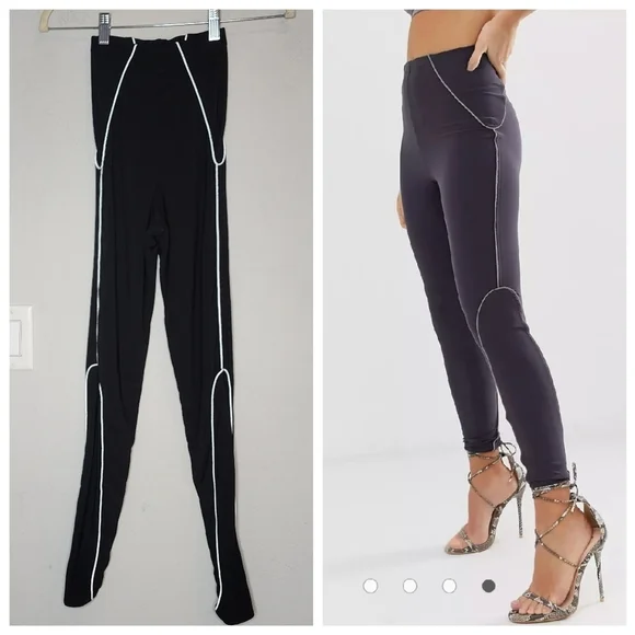 ASOS AYM highrise bodycon black legging with‎ contrast piping. Size XS.