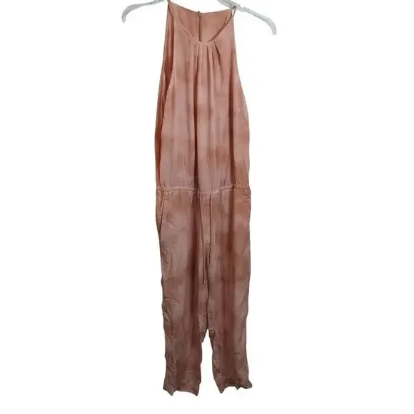 3535) Anthropologie Cloth & Stone Pink Tie Dye Tencel Jumpsuit Size Large