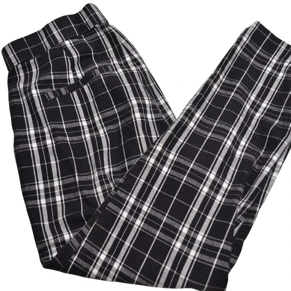 Hollister Plaid Trousers Womens‎ Small Black White Excellent Preppy Casual Bold