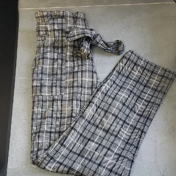 Leighton Black and White Plaid Pants