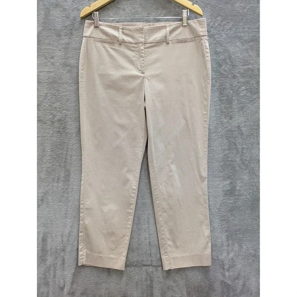 Ann Taylor Factory Ankle Chino Pants Women 8 Beige Twill Minimalist