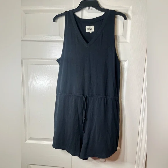 MWL by Madewell Women's Breeze Black Drawstring‎ Romper Size Medium